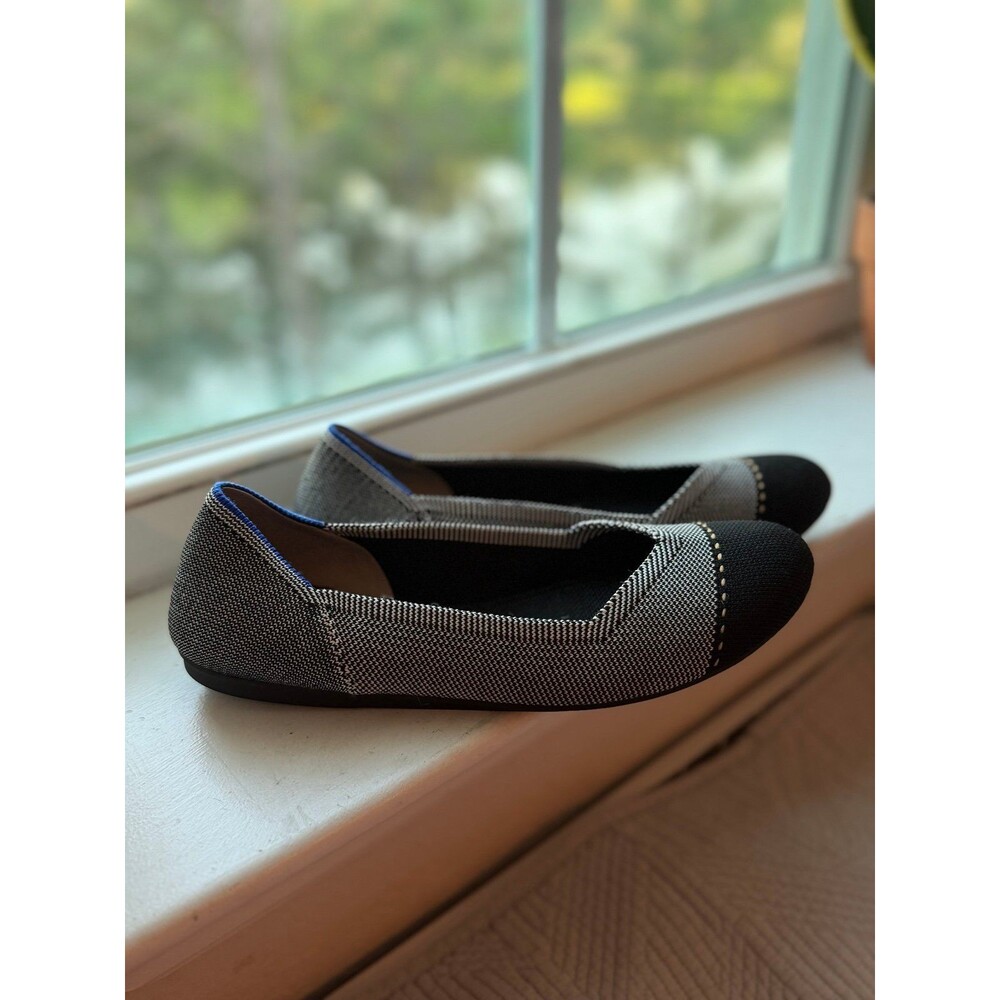 Black and Gray Womens Slip-On Ballet Flats